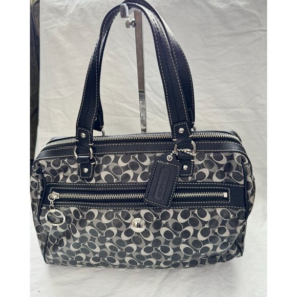 Coach Signature Chelsea Bias Zippered Signature Satchel Bag Black/Gray D1194-F17 - Picture 1 of 14
